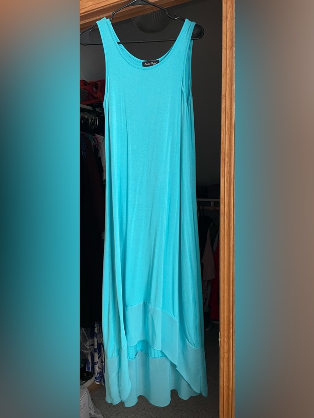 Charlie Paige Sleeveless Turquoise Maxi Dress